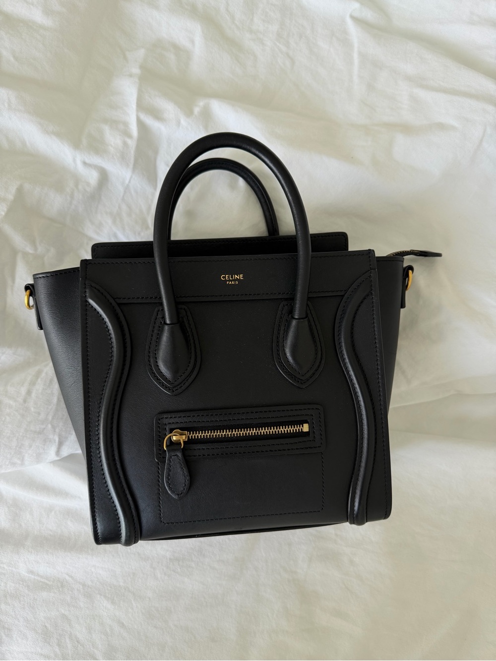 Celine Black Leather Mini Luggage Satchel with Gold Hardware - Picture 2 of 8